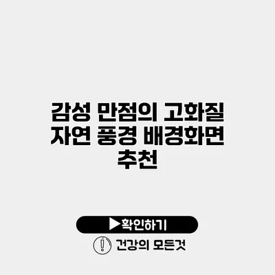 감성 만점의 고화질 자연 풍경 배경화면 추천