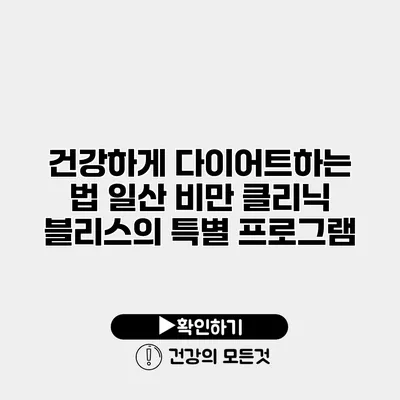 건강하게 다이어트하는 법 일산 비만 클리닉 블리스의 특별 프로그램