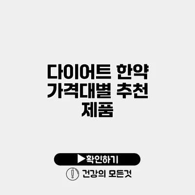 다이어트 한약 가격대별 추천 제품
