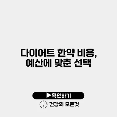 다이어트 한약 비용, 예산에 맞춘 선택