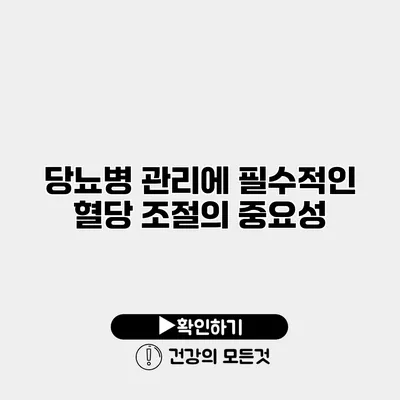 당뇨병 관리에 필수적인 혈당 조절의 중요성