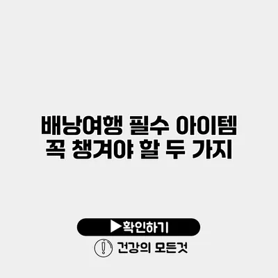 배낭여행 필수 아이템 꼭 챙겨야 할 두 가지