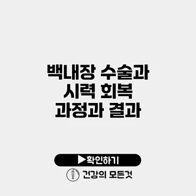 백내장 수술과 시력 회복 과정과 결과