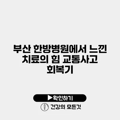 부산 한방병원에서 느낀 치료의 힘 교통사고 회복기