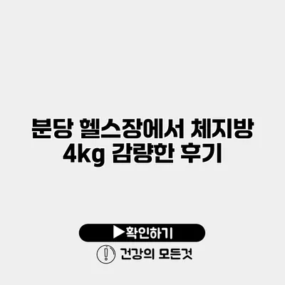 분당 헬스장에서 체지방 4kg 감량한 후기