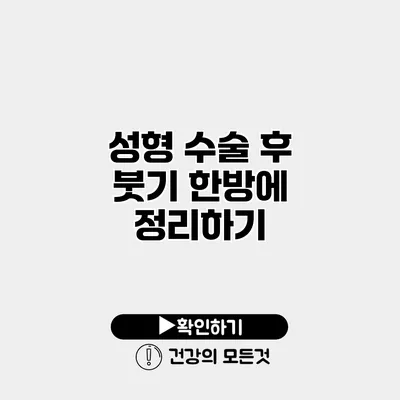 성형 수술 후 붓기 한방에 정리하기