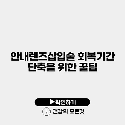 안내렌즈삽입술 회복기간 단축을 위한 꿀팁
