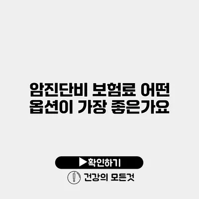 암진단비 보험료 어떤 옵션이 가장 좋은가요?