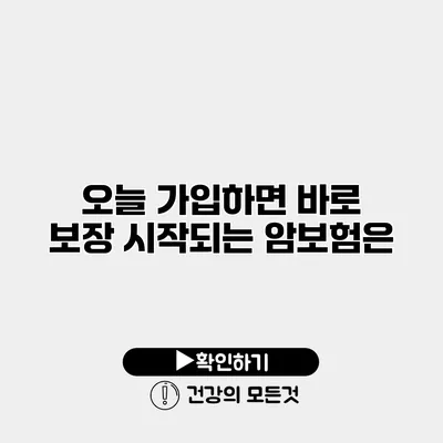 오늘 가입하면 바로 보장 시작되는 암보험은?