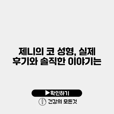 제니의 코 성형, 실제 후기와 솔직한 이야기는?