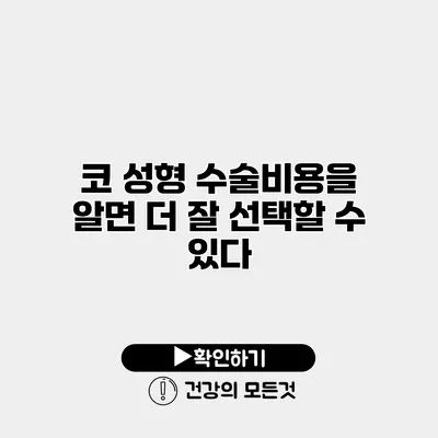 코 성형 수술비용을 알면 더 잘 선택할 수 있다