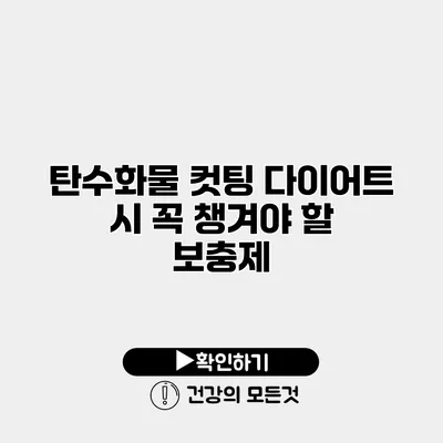 탄수화물 컷팅 다이어트 시 꼭 챙겨야 할 보충제