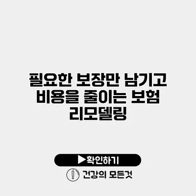 필요한 보장만 남기고 비용을 줄이는 보험 리모델링