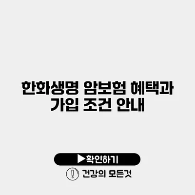 한화생명 암보험 혜택과 가입 조건 안내