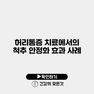 허리통증 치료에서의 척추 안정화 효과 사례