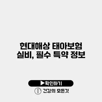 현대해상 태아보험 실비, 필수 특약 정보