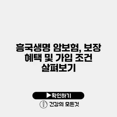 흥국생명 암보험, 보장 혜택 및 가입 조건 살펴보기