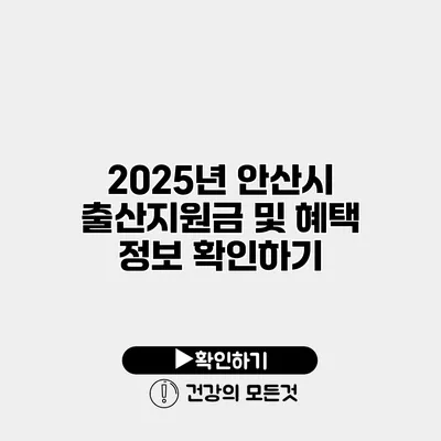 2025년 안산시 출산지원금 및 혜택 정보 확인하기