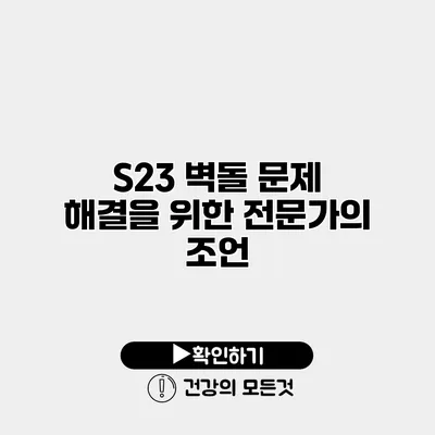 S23 벽돌 문제 해결을 위한 전문가의 조언