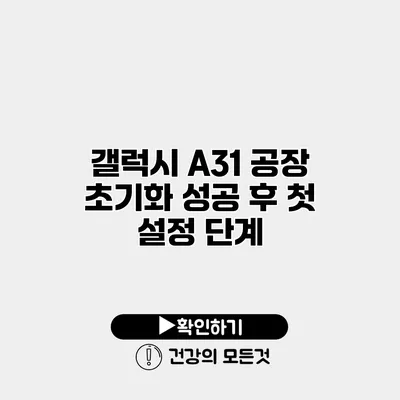 갤럭시 A31 공장 초기화 성공 후 첫 설정 단계