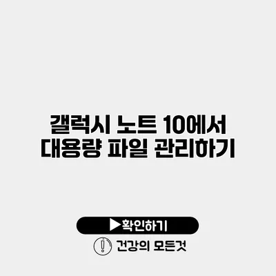 갤럭시 노트 10에서 대용량 파일 관리하기