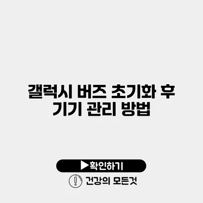 갤럭시 버즈 초기화 후 기기 관리 방법
