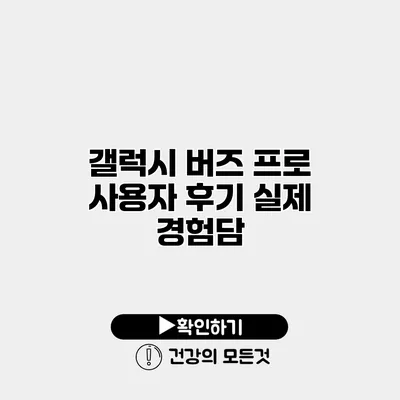 갤럭시 버즈 프로 사용자 후기 실제 경험담