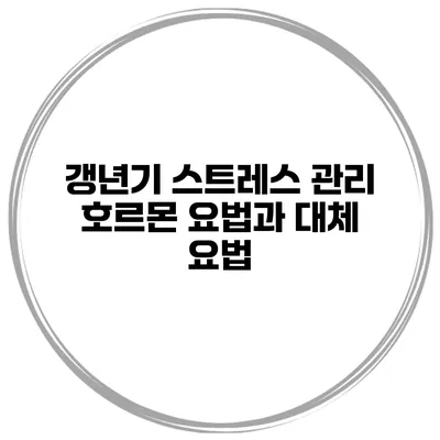 갱년기 스트레스 관리 호르몬 요법과 대체 요법
