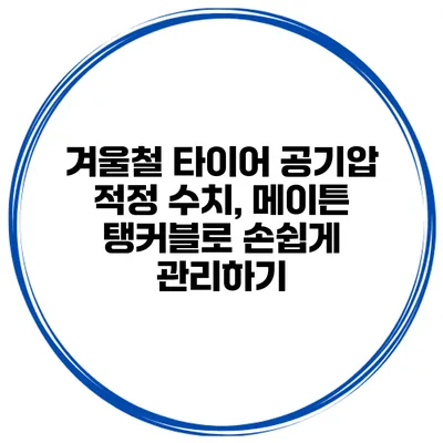 겨울철 타이어 공기압 적정 수치, 메이튼 탱커블로 손쉽게 관리하기