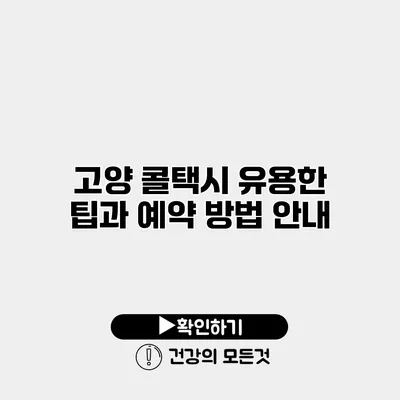 고양 콜택시 유용한 팁과 예약 방법 안내