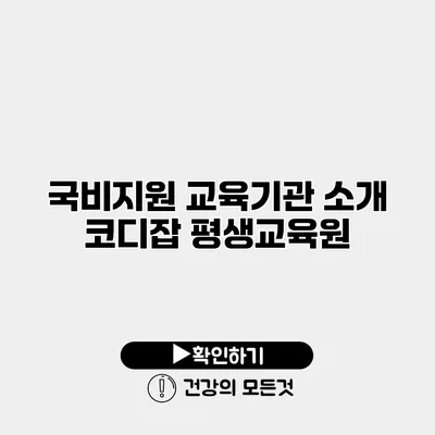 국비지원 교육기관 소개 코디잡 평생교육원