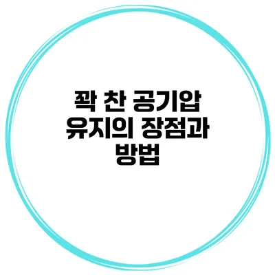 꽉 찬 공기압 유지의 장점과 방법