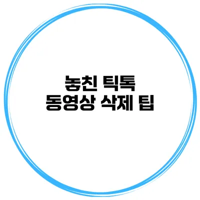 놓친 틱톡 동영상 삭제 팁