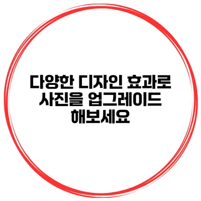 다양한 디자인 효과로 사진을 업그레이드 해보세요