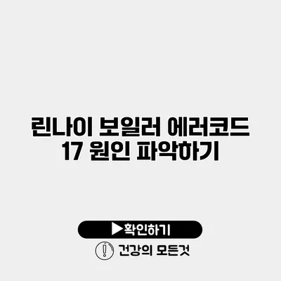 린나이 보일러 에러코드 17 원인 파악하기