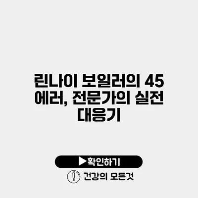 린나이 보일러의 45 에러, 전문가의 실전 대응기