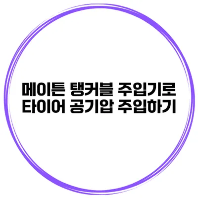 메이튼 탱커블 주입기로 타이어 공기압 주입하기