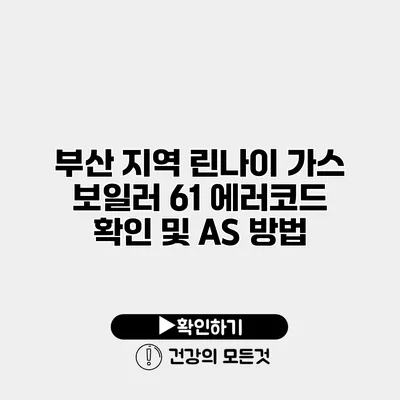 부산 지역 린나이 가스 보일러 61 에러코드 확인 및 AS 방법