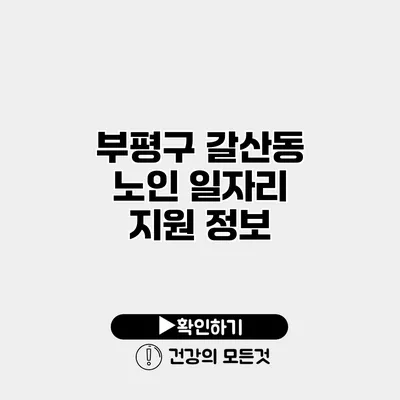 부평구 갈산동 노인 일자리 지원 정보