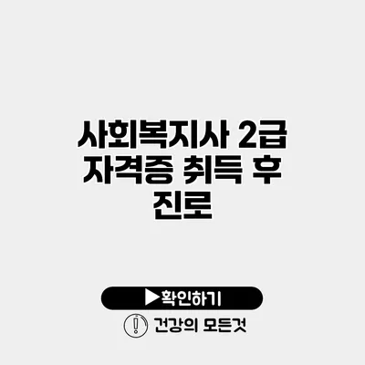 사회복지사 2급 자격증 취득 후 진로