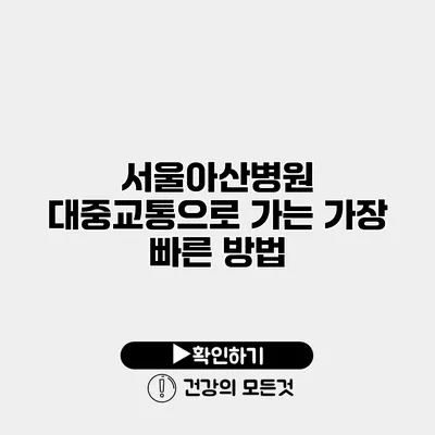 서울아산병원 대중교통으로 가는 가장 빠른 방법