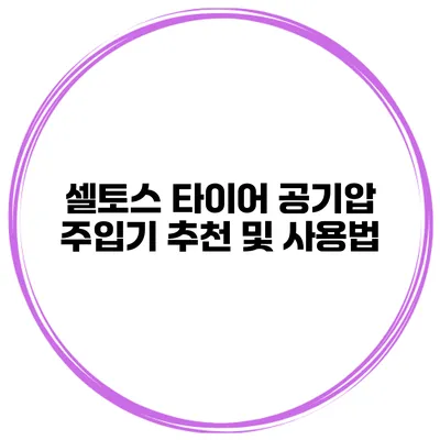 셀토스 타이어 공기압 주입기 추천 및 사용법