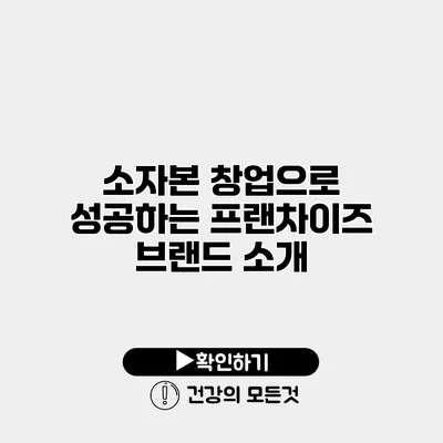 소자본 창업으로 성공하는 프랜차이즈 브랜드 소개