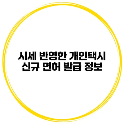 시세 반영한 개인택시 신규 면허 발급 정보
