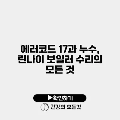 에러코드 17과 누수, 린나이 보일러 수리의 모든 것