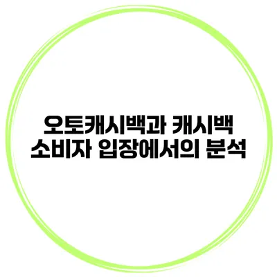 오토캐시백과 캐시백 소비자 입장에서의 분석