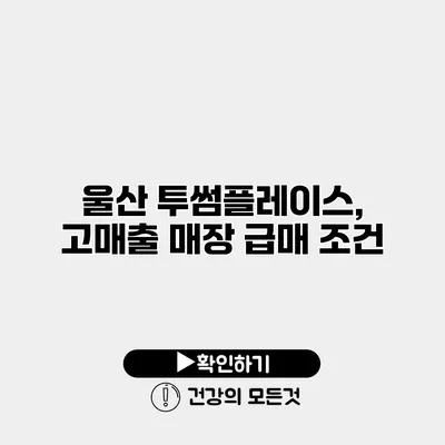 울산 투썸플레이스, 고매출 매장 급매 조건