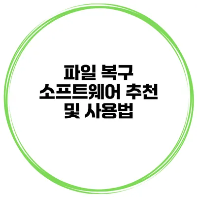 파일 복구 소프트웨어 추천 및 사용법