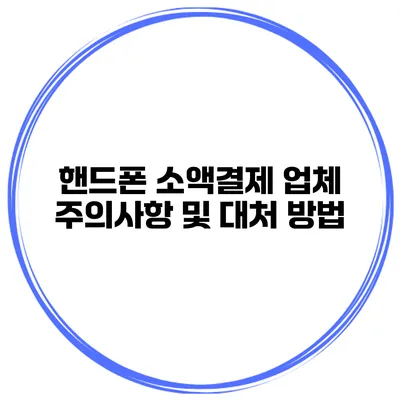 핸드폰 소액결제 업체 주의사항 및 대처 방법